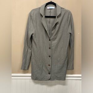 Women’s Long Button Front Jacket - Olive Taupe